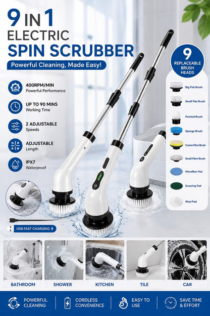 Electric Cleaning Brush 9-in-1