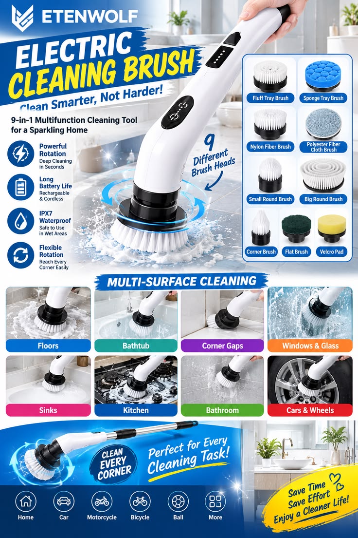 Electric Cleaning Brush 9-in-1