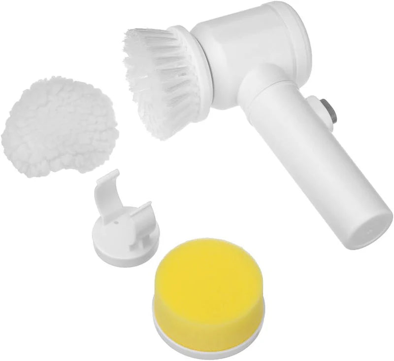 Cleaning Magic Electric Brush all attachment heads displayed