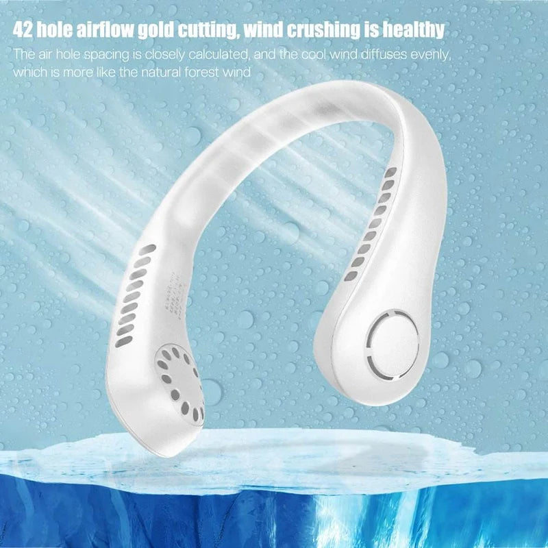 Vaneless Neck Hanging Fan being worn outdoors