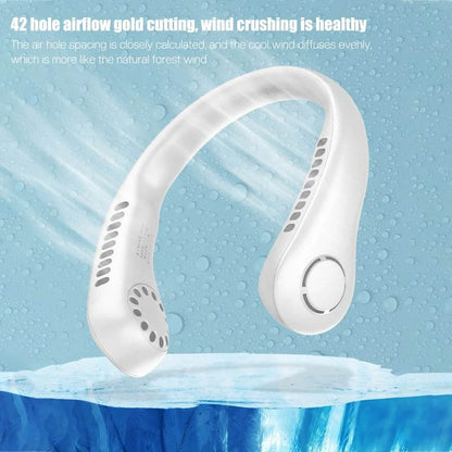 Vaneless Neck Hanging Fan being worn outdoors